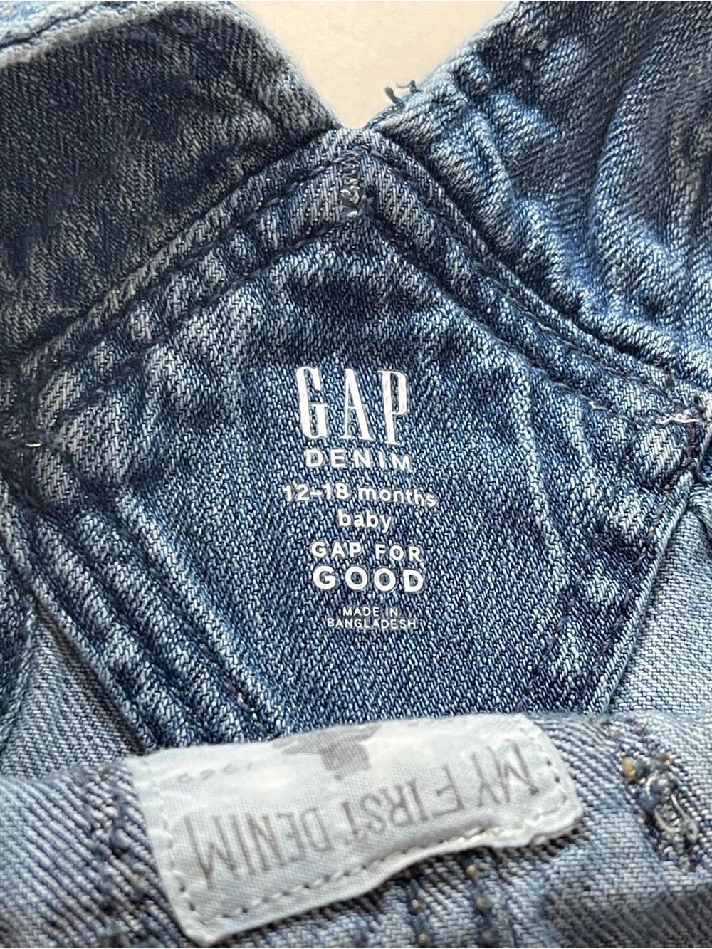 GAP Blue Baby Denim Overalls Size 12-18 M - Picture 2 of 7